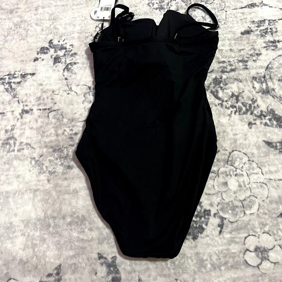 LA BLANCA Drapped Mio One Piece, Island Goddess Black Sz 10 - Picture 4 of 7